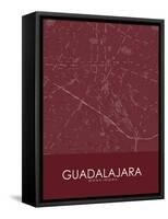 Guadalajara, Mexico Red Map-null-Framed Stretched Canvas