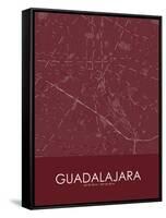 Guadalajara, Mexico Red Map-null-Framed Stretched Canvas