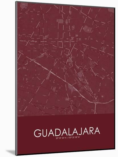 Guadalajara, Mexico Red Map-null-Mounted Poster