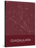 Guadalajara, Mexico Red Map-null-Stretched Canvas