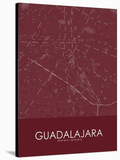 Guadalajara, Mexico Red Map-null-Stretched Canvas