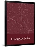 Guadalajara, Mexico Red Map-null-Framed Poster