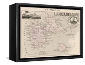 Guadeloupe Map-null-Framed Stretched Canvas