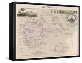 Guadeloupe Map-null-Framed Stretched Canvas