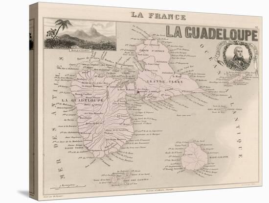 Guadeloupe Map-null-Stretched Canvas