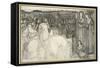 Gualdrada Donati Presenting Her Daughter to Buondelmente (Pen and Black Ink with Graphite on White-Edward Burne-Jones-Framed Stretched Canvas