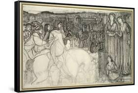 Gualdrada Donati Presenting Her Daughter to Buondelmente (Pen and Black Ink with Graphite on White-Edward Burne-Jones-Framed Stretched Canvas