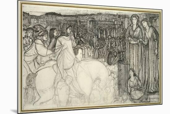 Gualdrada Donati Presenting Her Daughter to Buondelmente (Pen and Black Ink with Graphite on White-Edward Burne-Jones-Mounted Premium Giclee Print