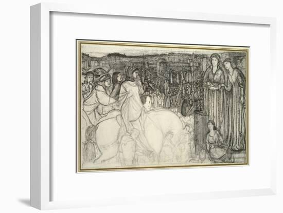 Gualdrada Donati Presenting Her Daughter to Buondelmente (Pen and Black Ink with Graphite on White-Edward Burne-Jones-Framed Giclee Print