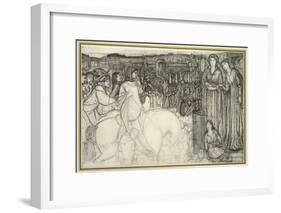 Gualdrada Donati Presenting Her Daughter to Buondelmente (Pen and Black Ink with Graphite on White-Edward Burne-Jones-Framed Giclee Print