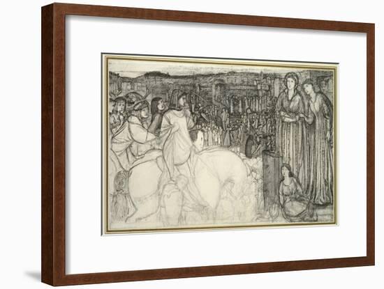 Gualdrada Donati Presenting Her Daughter to Buondelmente (Pen and Black Ink with Graphite on White-Edward Burne-Jones-Framed Giclee Print