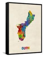 Guam Watercolor Map-Michael Tompsett-Framed Stretched Canvas