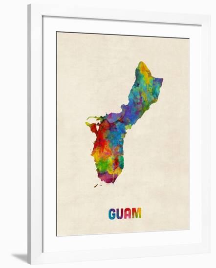 Guam Watercolor Map-Michael Tompsett-Framed Art Print