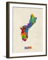 Guam Watercolor Map-Michael Tompsett-Framed Art Print