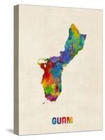 Guam Watercolor Map-Michael Tompsett-Stretched Canvas