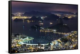 Guanabara Bay at Night, Rio De Janeiro..-Jon Hicks-Framed Stretched Canvas