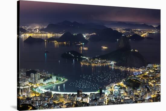 Guanabara Bay at Night, Rio De Janeiro..-Jon Hicks-Stretched Canvas