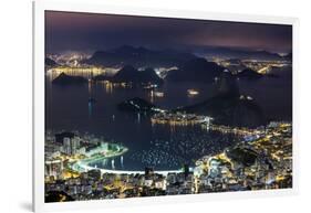 Guanabara Bay at Night, Rio De Janeiro..-Jon Hicks-Framed Photographic Print