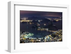 Guanabara Bay at Night, Rio De Janeiro..-Jon Hicks-Framed Photographic Print