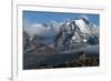 Guanaco with Cordiera del Paine in Back, Patagonia, Magellanic, Chile-Pete Oxford-Framed Photographic Print