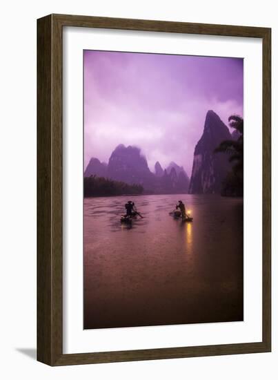 Guangxi Zhuang, Xing Ping, China's Guangxi Zhuang Region Fisherman on the Li River Early Morning-Terry Eggers-Framed Photographic Print