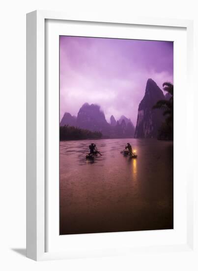 Guangxi Zhuang, Xing Ping, China's Guangxi Zhuang Region Fisherman on the Li River Early Morning-Terry Eggers-Framed Photographic Print