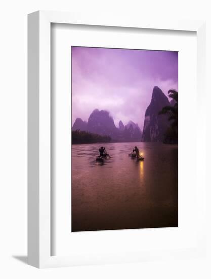 Guangxi Zhuang, Xing Ping, China's Guangxi Zhuang Region Fisherman on the Li River Early Morning-Terry Eggers-Framed Photographic Print