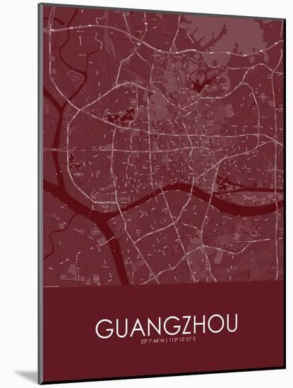 Guangzhou, China Red Map-null-Mounted Poster