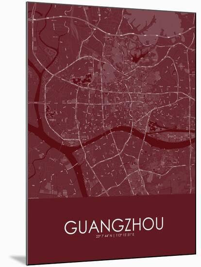 Guangzhou, China Red Map-null-Mounted Poster