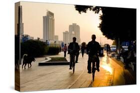 Guangzhou Cyclists-Charles Bowman-Stretched Canvas