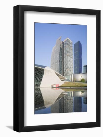 Guangzhou Opera House and Skyscrapers in Zhujiang New Town, Tian He, Guangzhou, Guangdong, China-Ian Trower-Framed Photographic Print