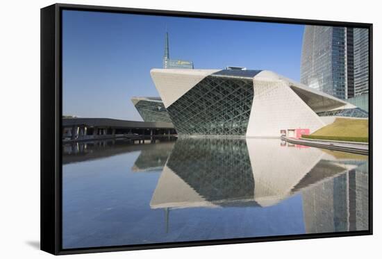 Guangzhou Opera House in Zhujiang New Town, Tian He, Guangzhou, Guangdong, China, Asia-Ian Trower-Framed Stretched Canvas