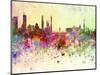 Guangzhou Skyline in Watercolor Background-paulrommer-Mounted Art Print