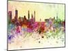 Guangzhou Skyline in Watercolor Background-paulrommer-Mounted Art Print