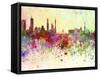 Guangzhou Skyline in Watercolor Background-paulrommer-Framed Stretched Canvas