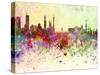 Guangzhou Skyline in Watercolor Background-paulrommer-Stretched Canvas