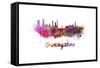 Guangzhou Skyline in Watercolor-paulrommer-Framed Stretched Canvas