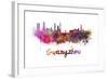 Guangzhou Skyline in Watercolor-paulrommer-Framed Art Print