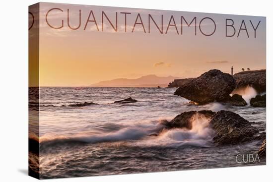 Guantanamo Bay, Cuba - Golden Pink Sky and Ocean-Lantern Press-Stretched Canvas