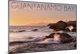 Guantanamo Bay, Cuba - Golden Pink Sky and Ocean-Lantern Press-Mounted Art Print