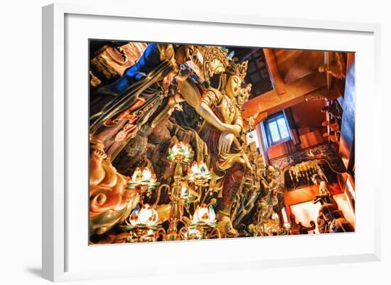 Guanyin Buddha at Yong Fu Temple with Rich Decorations in a Wide Angle Perspective-Andreas Brandl-Framed Photographic Print