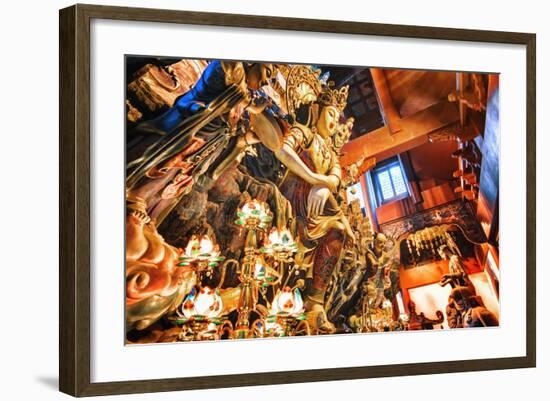 Guanyin Buddha at Yong Fu Temple with Rich Decorations in a Wide Angle Perspective-Andreas Brandl-Framed Photographic Print