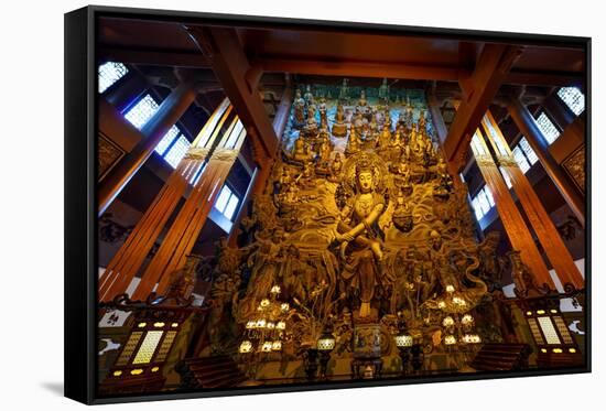 Guanyin Buddha with Many Smaller Buddhas at Yong Fu Temple, Hangzhou, Zhejiang, China, Asia-Andreas Brandl-Framed Stretched Canvas