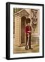 Guard at Buckingham Palace, London, England-null-Framed Art Print