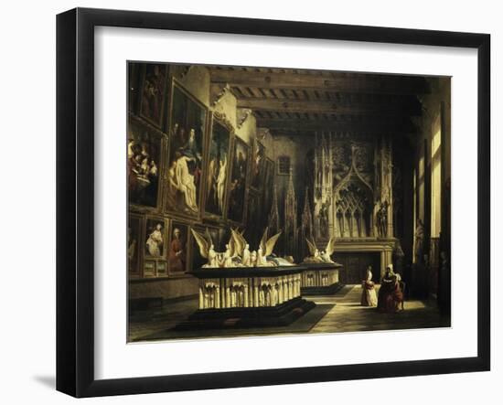 Guard Room, Museum of Dijon in 1847, Painting by Auguste Mathieu (1810-1864)-null-Framed Giclee Print