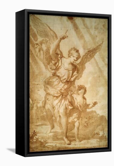 Guardian Angel, 17th Century-Domenico Piola-Framed Stretched Canvas