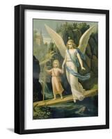 Guardian Angel Accompanying a Child over a Bridge, about 1900-null-Framed Giclee Print