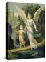 Guardian Angel Accompanying a Child over a Bridge, about 1900-null-Stretched Canvas