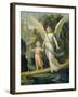 Guardian Angel Accompanying a Child over a Bridge, about 1900-null-Framed Giclee Print