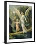 Guardian Angel Accompanying a Child over a Bridge, about 1900-null-Framed Giclee Print